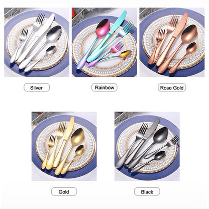 Stainless Steel Fork Spoon Multi-Color Cutlery Gift Set Utensils Set 24 pieces