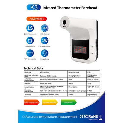 Non-Contact Wall Thermometer K3 Pro K3 Digital Infrared Forehead | JOMO Singapore