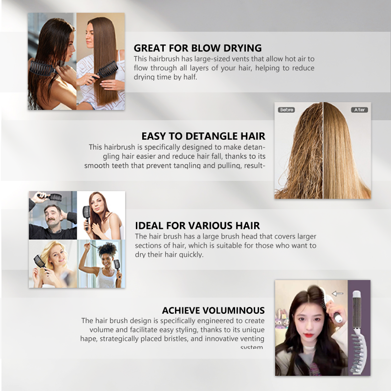 JOMO Rib Bone Hair Massage Comb Curved Scalp Massage Comb Detangle Hair Styling Comb Hair Volumizing