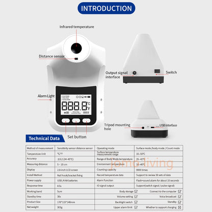 Wall-Mounted Thermometer K3 Pro K3 Non-Contact Digital Infrared Forehead | JOMO Singapore