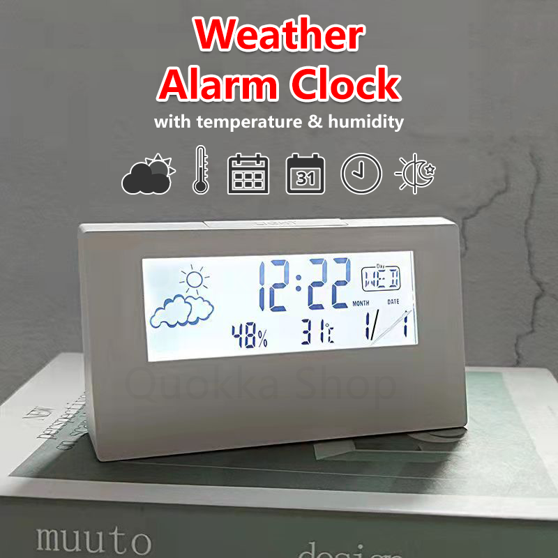 3 in 1 Humidity Temperature Digital Alarm Clock Digital Wooden bedside clock Hygrometer Thermometer
