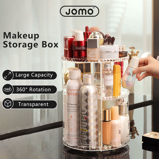 360° Rotation Makeup Storage Box Makeup Storage Removable Dividers Diamond Texture