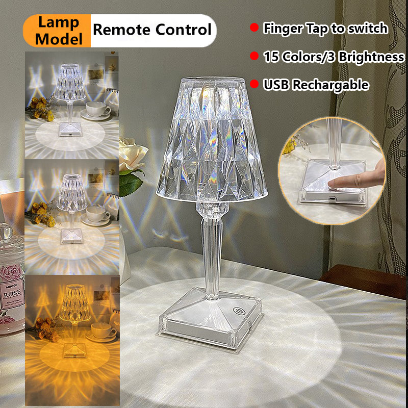 Diamond Table Lamp Crystal Side Lamp Dining Table Diamond Light LED Night Lamp Gift Idea