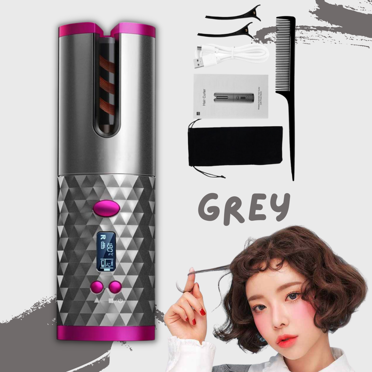 Auto Wireless Portable Ceramic Hair Curler USB Hair Straightener