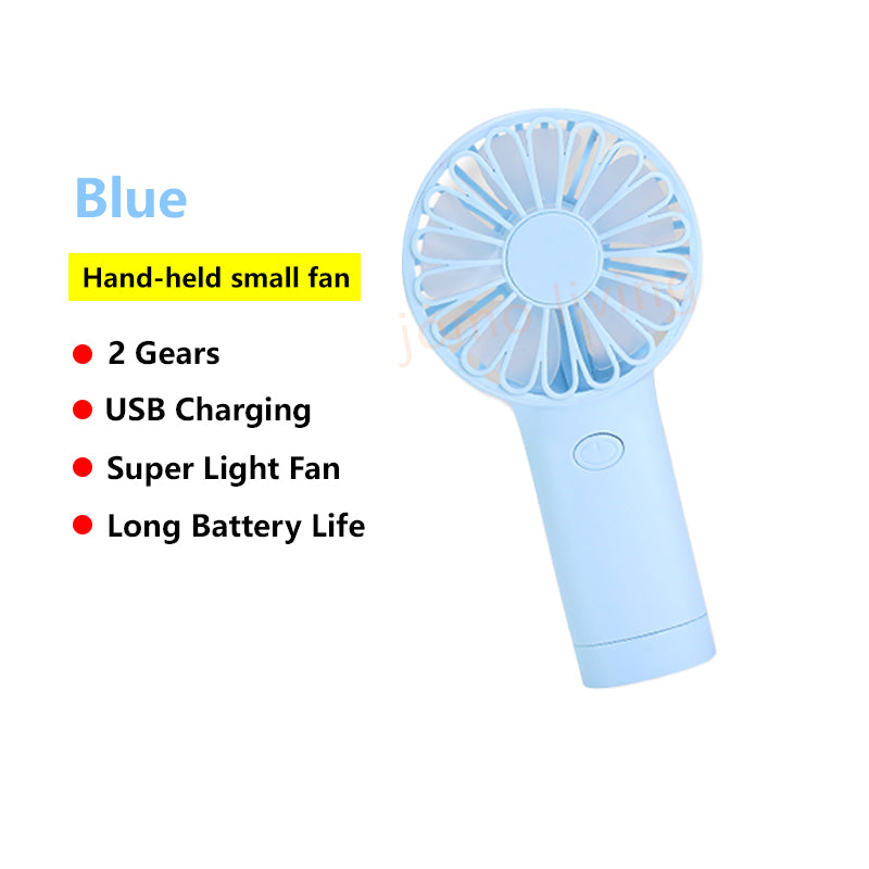 Mini USB Rechargeable Fan 3 Gears Strong Wind Portable Handheld Phone Stand Fan