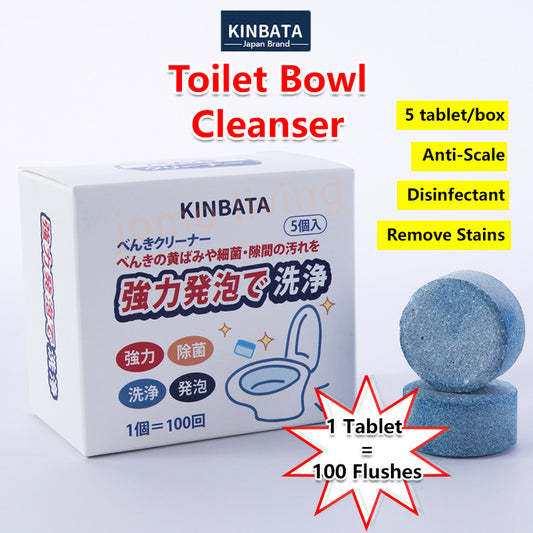 Japan Kinbata Toilet Cleaner Tablets 5pcs Antibacterial Deodorizer Tablet Flush Freshens(5 Tablets)