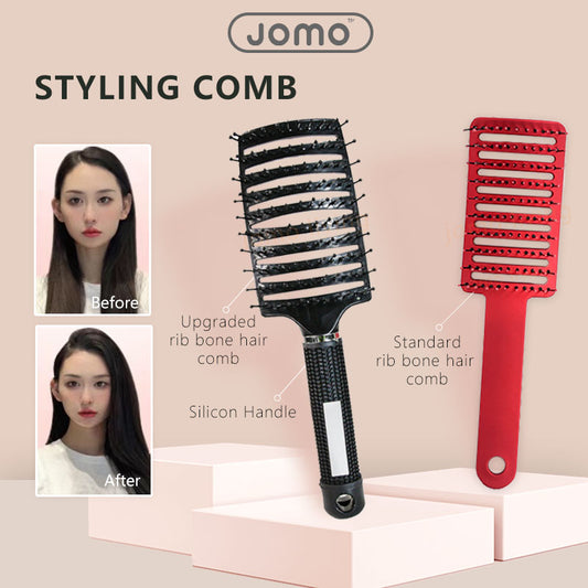 JOMO Rib Bone Hair Massage Comb Curved Scalp Massage Comb Detangle Hair Styling Comb Hair Volumizing