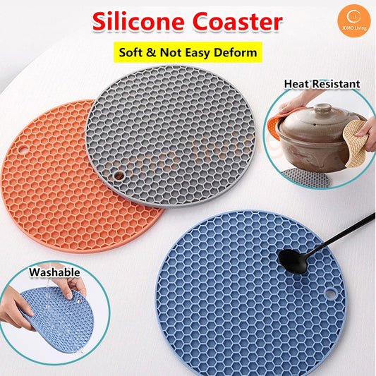14.5cm Rubber Insulation Pads Round Honeycomb Silicone Coaster Placemat Anti-slip Table