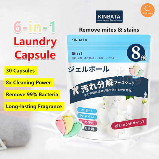Kinbata 6 in 1 Japanese Laundry 30 Capsules Detergent