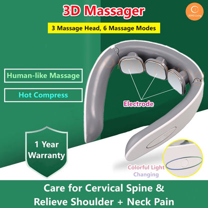 3 Head 3D Smart Neck Massager Cervical Spine Massage Electric Portable Massager