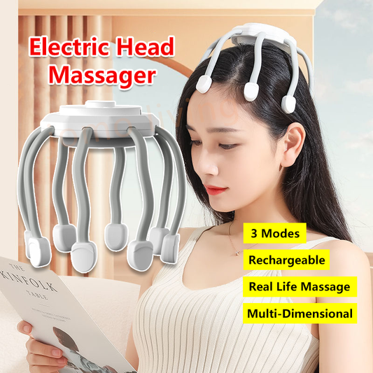 Electric Head Scalp Massager Fully Automatic Relief Fatigue Type C Rechargeable