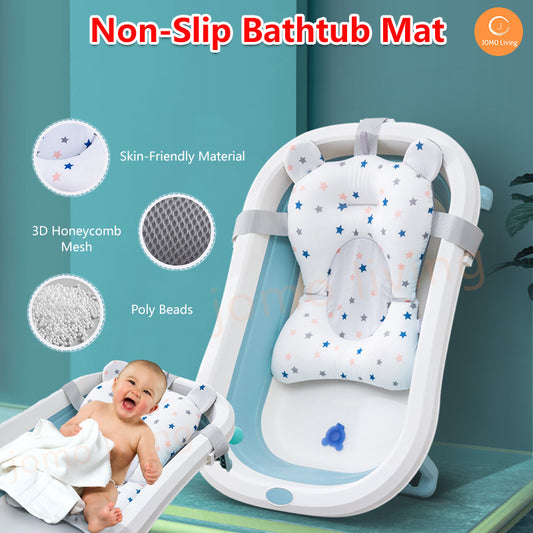 Baby Bathing Bathtub Mat Foldable Bath Tub Pad Newborn Anti-Slip Soft Comfort Body Cushion