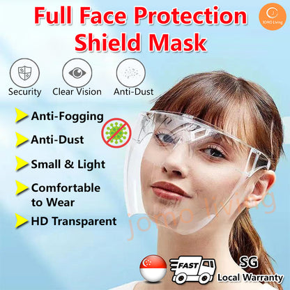 Full Face Protection Shield Mask Acrylic Protective full face Transparent Anti Fogging Windproof Antibacteria | JOMO Singapore