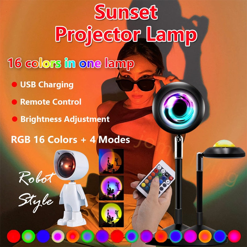 11 & 16 Color Rainbow Sunset Lamp Led Projector UFO Sunset Light Night Lamp Atmosphere Lamp Wall Gift