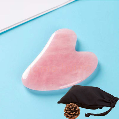 Pink Roller Natural Jade GuaSha Set Eyes Face Body Massage Rose Quartz Jade