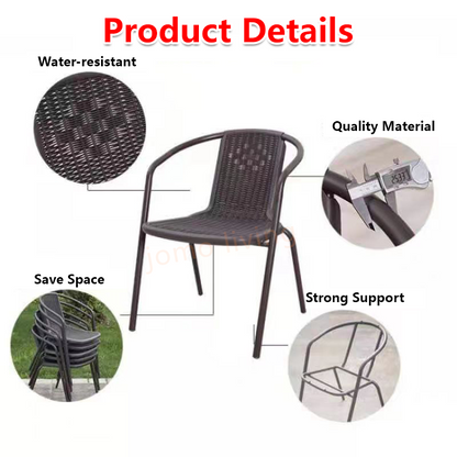 Outdoor Chairs Stackable Rattan Chair Water-Resistant Ergonomic Armrest Chair