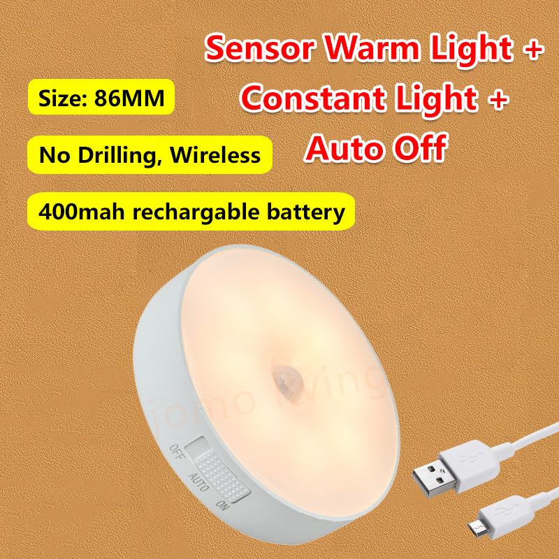 Sensor Night Light Motion Detector Auto Light USB Rechargeable Wardrobe Light Motion Sensor LED