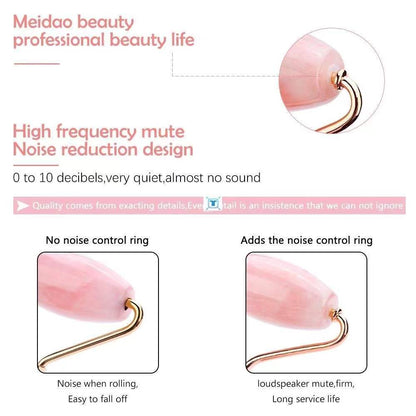 Pink Roller Natural Jade GuaSha Set Eyes Face Body Massage Rose Quartz Jade