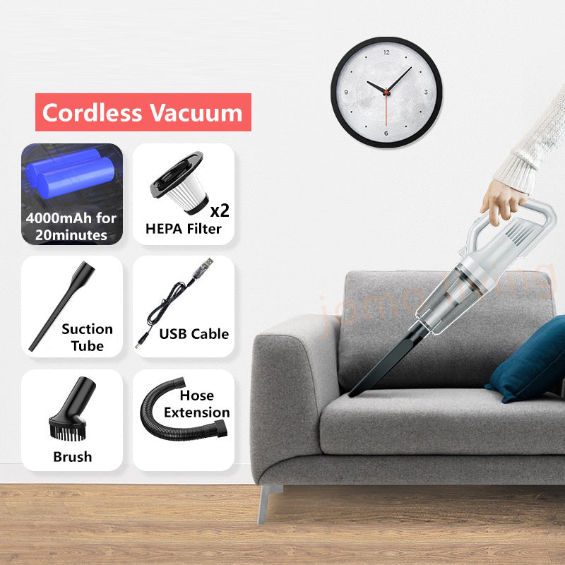 12000pa 120W White Cordless Vacuum Cleaner Powerful Suction Mini Light Portable Vacuum Bag