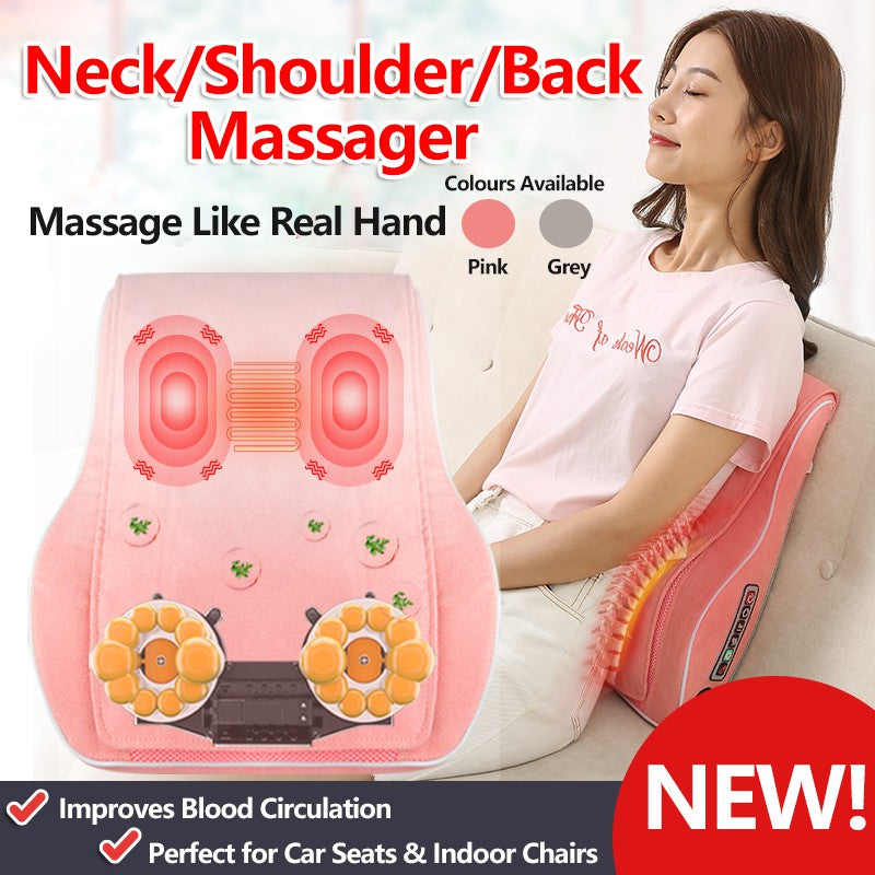 Neck Shoulder Back Massage Pillow Electric Cervical Back Massager Home/Car Dual Use