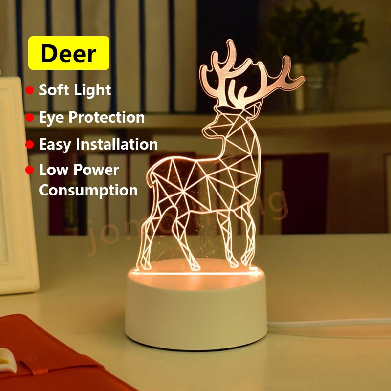 3D LED Light Gift Warm Light Bedroom Table Lamp USB Light Birthday Gift Idea Vday Present