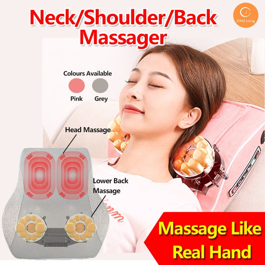 Neck Shoulder Back Massage Pillow Electric Cervical Back Massager Home/Car Dual Use