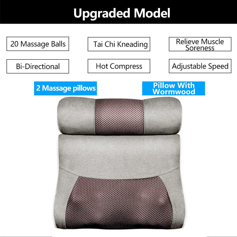 Double Combination Wormwood Electrical Massage Pillow Shoulder Neck Massager