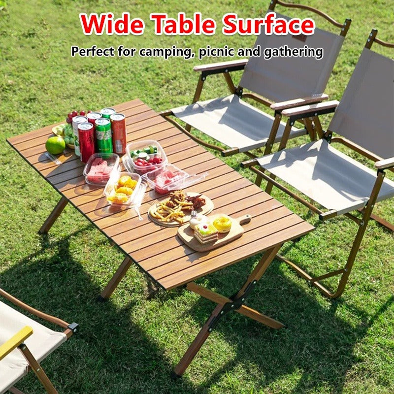 Egg Roll Foldable Table Outdoor Folding Table Portable Table Camping Picnic  Table Beech Wood Glamping
