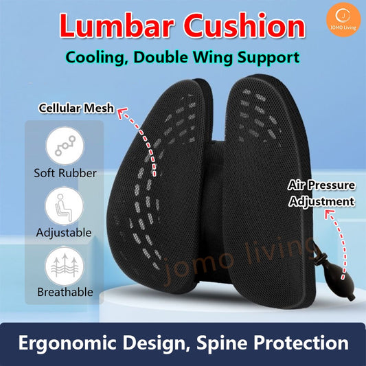 Air Pressure Adjustment Lumbar Spinal Support Cushion Ergonomic Back Pad Support Car Seat Cushion