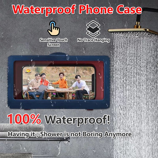 Bathroom Waterproof Phone Holder Shower Phone Case HD High Sensitivity Wall Mount Phone Holder