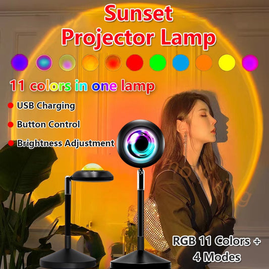 11 Colors Photography Selfie Sunset Lamps Projector 11 Rainbow Colors Wall Projection Lamp