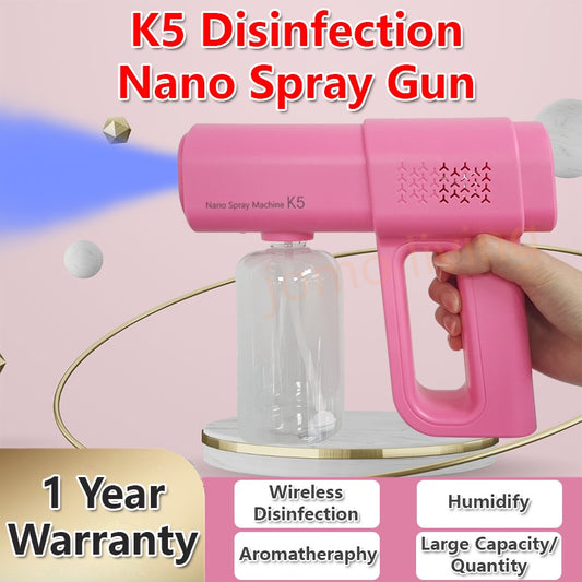 K5 Pink Disinfection Nano Spray Gun Handheld Portable Lightweight Air Purification Humidification USB