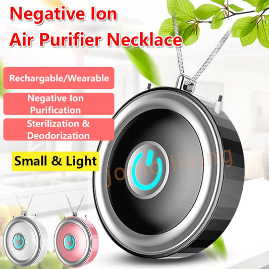 Mini Portable Negative Ion Anion Air Purifier Wearable Air Purifier Necklace USB Air Cleaner