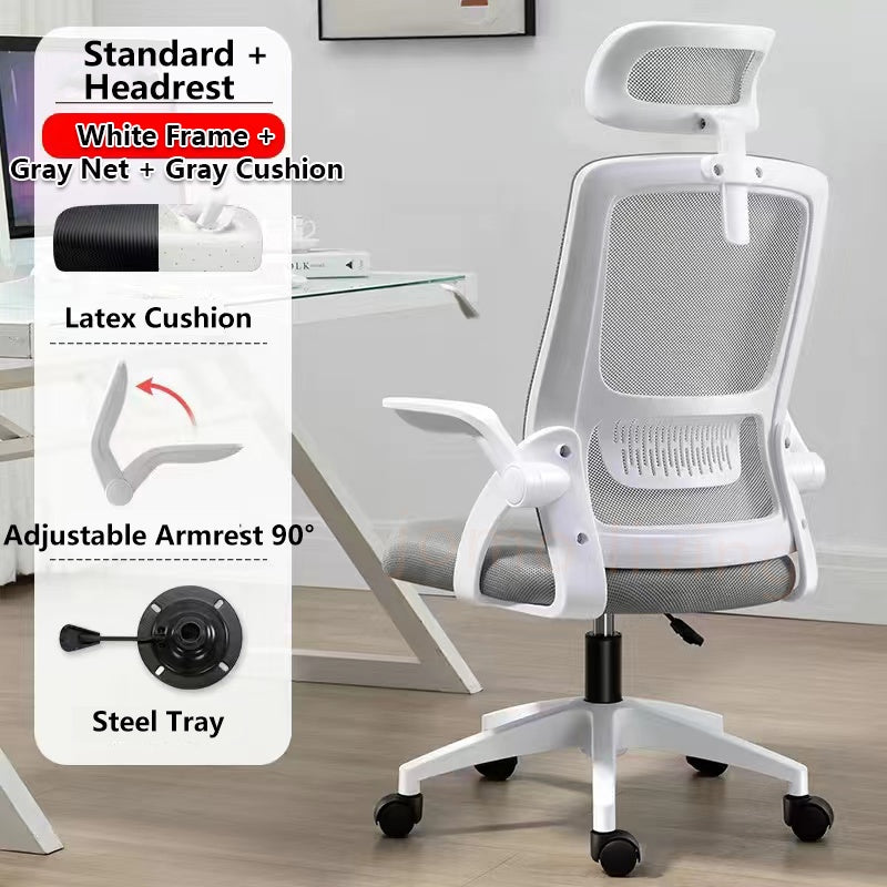 Headrest Ergonomic Comfort Office Chair Latex Cushion Backrest Lumbar Support Design